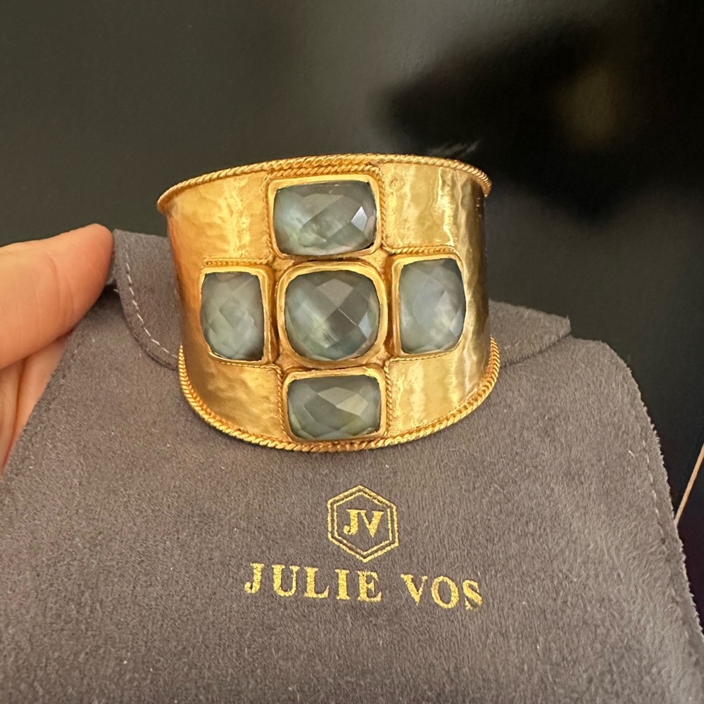 Julie Vos Gold Bracelet with Grey/Blue Accents Stones
